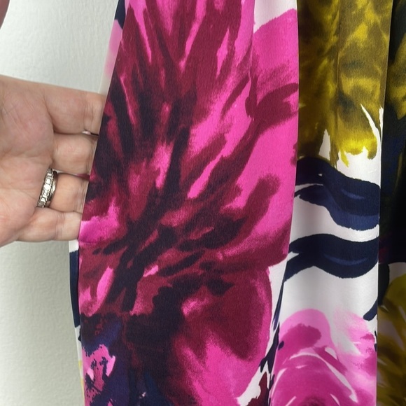 Just…Taylor Navy Striped and Pink Green Floral Gold Zip back Dress Size 4 - Picture 7 of 10